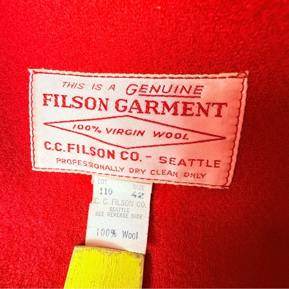 Vintage Filson Mackinaw Wool Cruiser Red Mens 42 Hunting Jacket Seattle USA READ - Picture 5 of 16